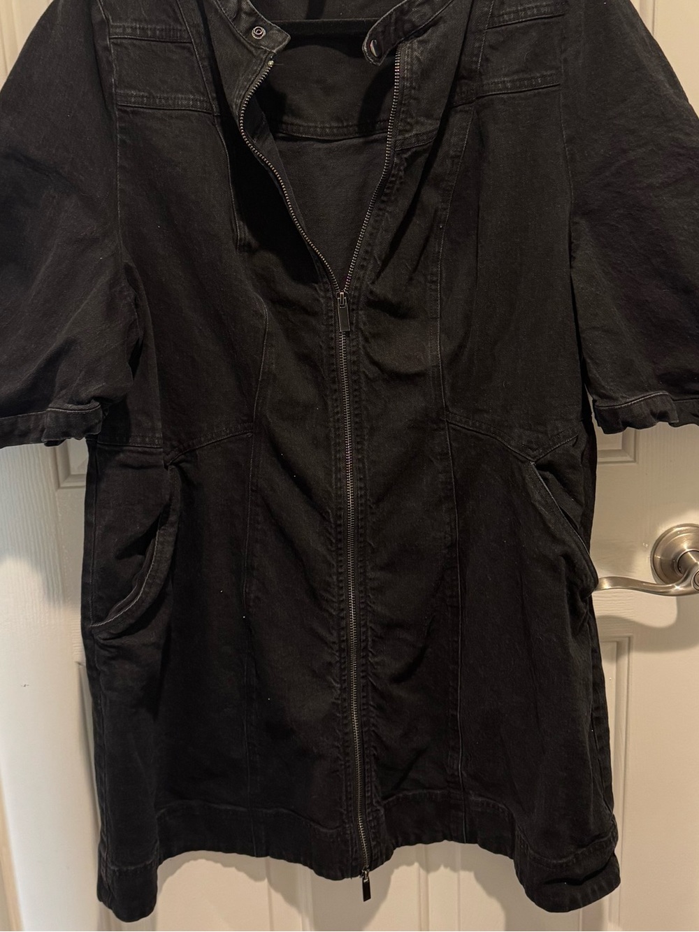 Pilcro for Anthropologie Black Denim Zip-Front Mini Dress Size 20W - Picture 11 of 14